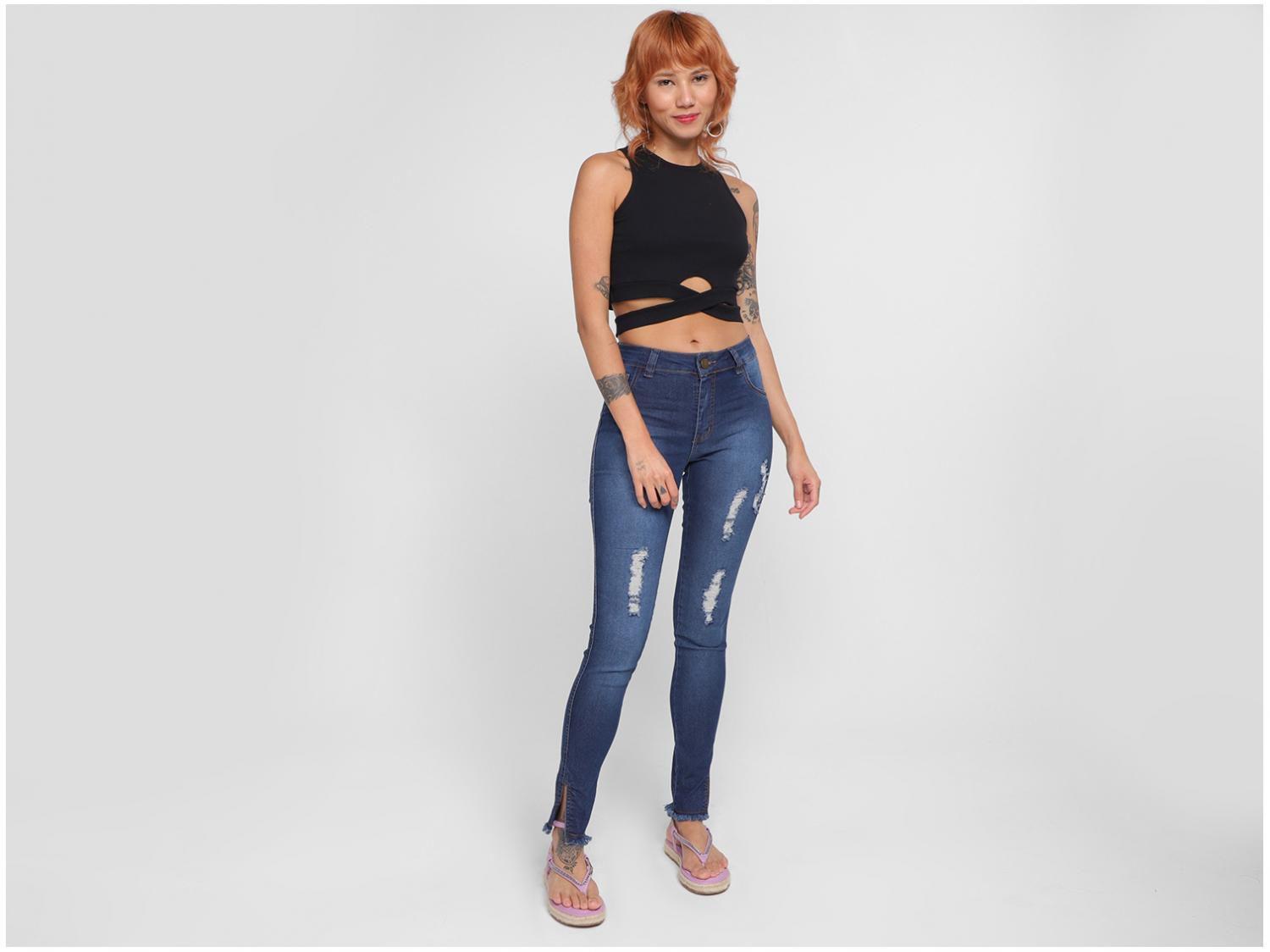 Calça Jeans Skinny Vista Magalu Barra Desfiada - Puídos
