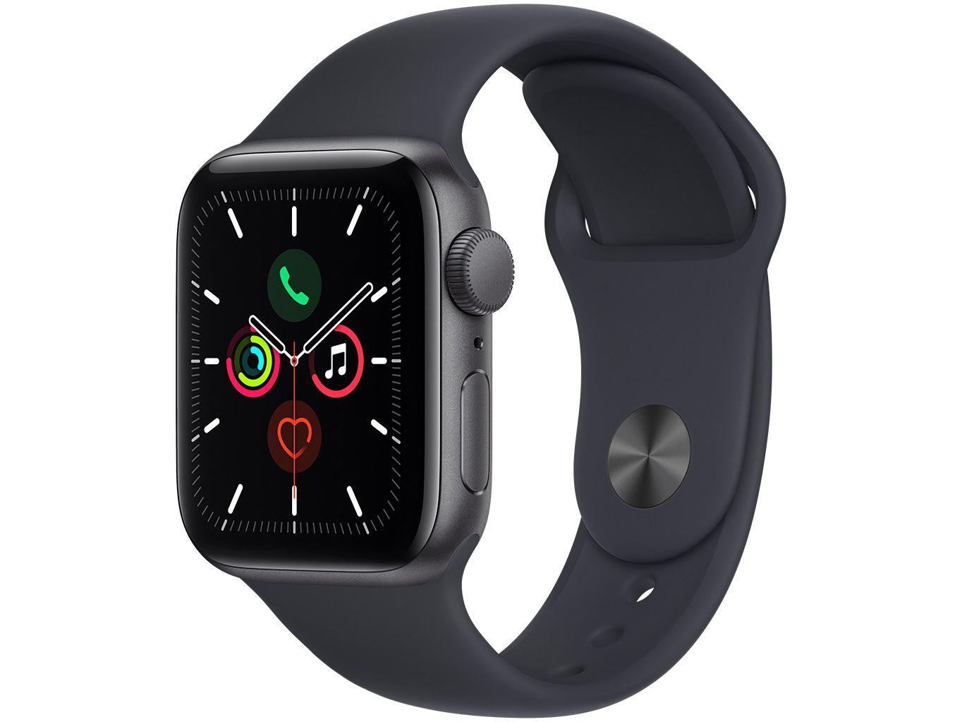Apple Watch SE 40mm Caixa Cinza-Espacial - Alumínio GPS Pulseira Esportiva Meia-Noite