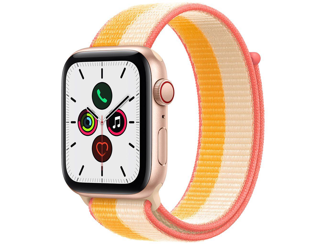 Apple Watch SE 44mm Caixa Dourada Alumínio - GPS + Cellular Pulseira Loop Esportiva