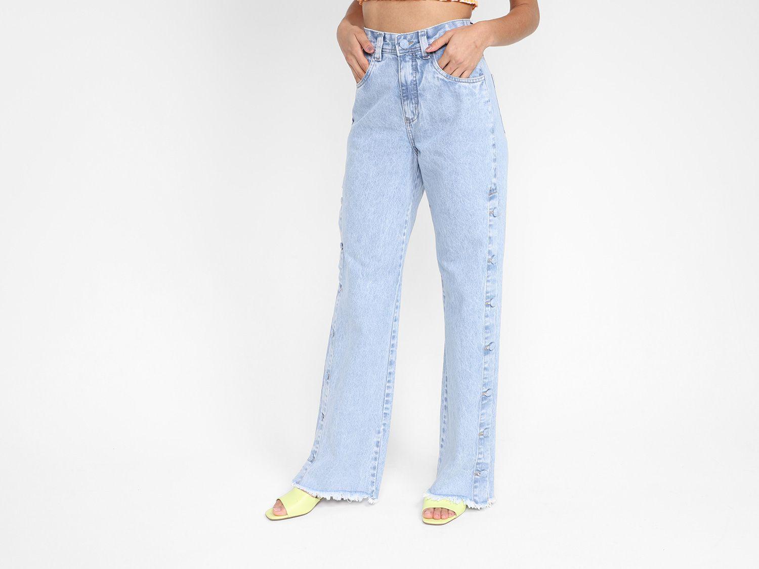 Calça Jeans Vista Magalu Abertura Lateral Botões