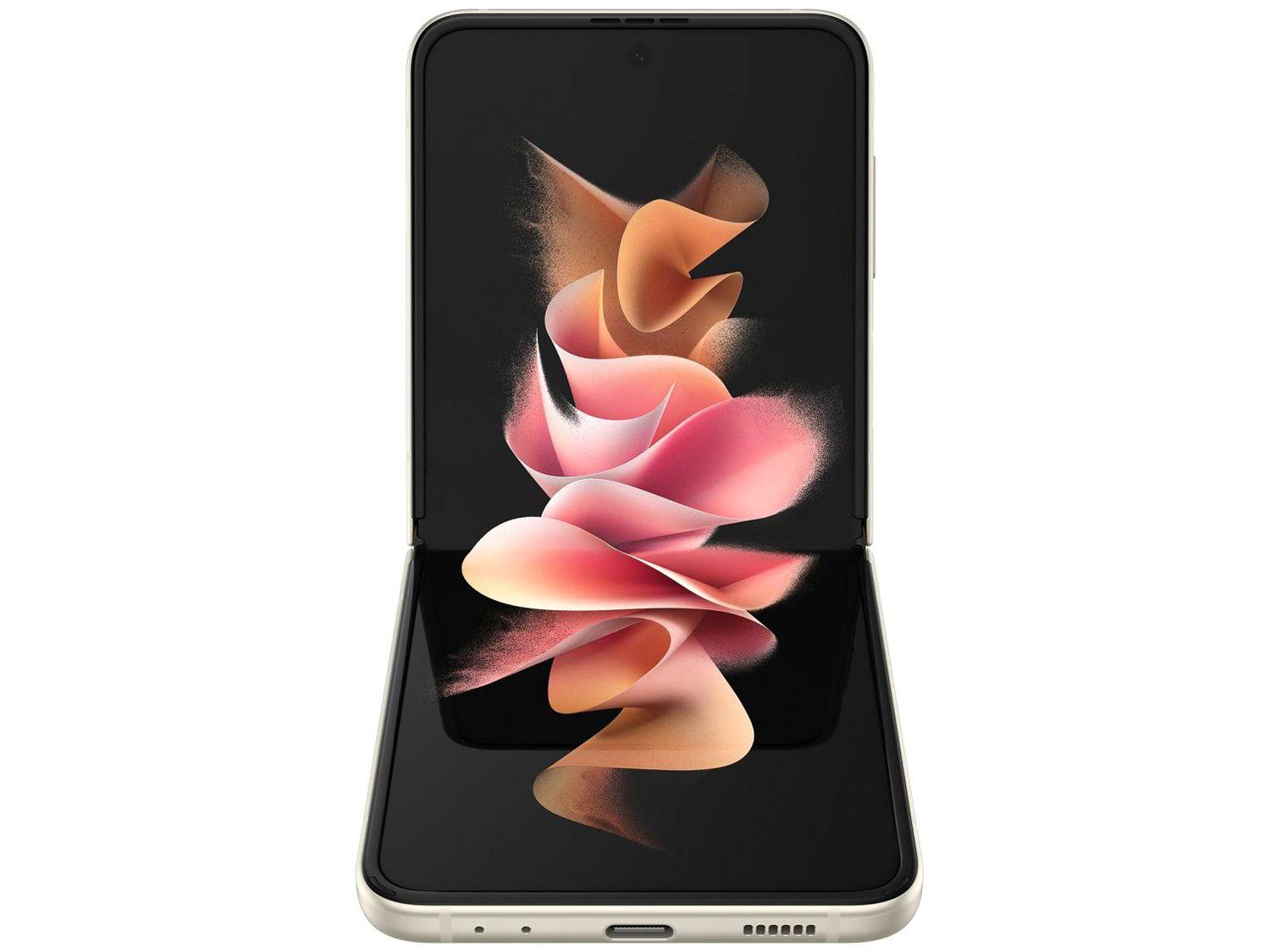 Smartphone Samsung Galaxy Z Flip3 128GB Creme - 5G 8GB RAM Tela 6,7&quot; Câm. Dupla + Câm Selfie