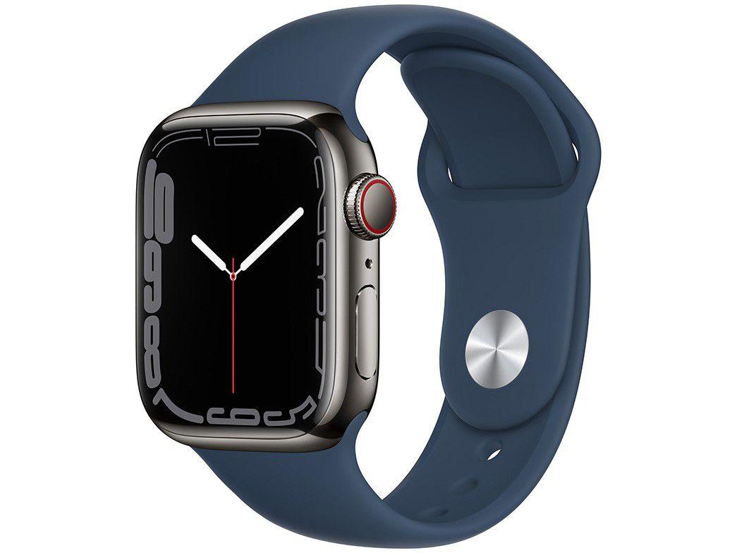 Apple Watch Series 7 41mm Caixa Grafite - Aço Inoxidável GPS + Cellular Pulseira Esportiva