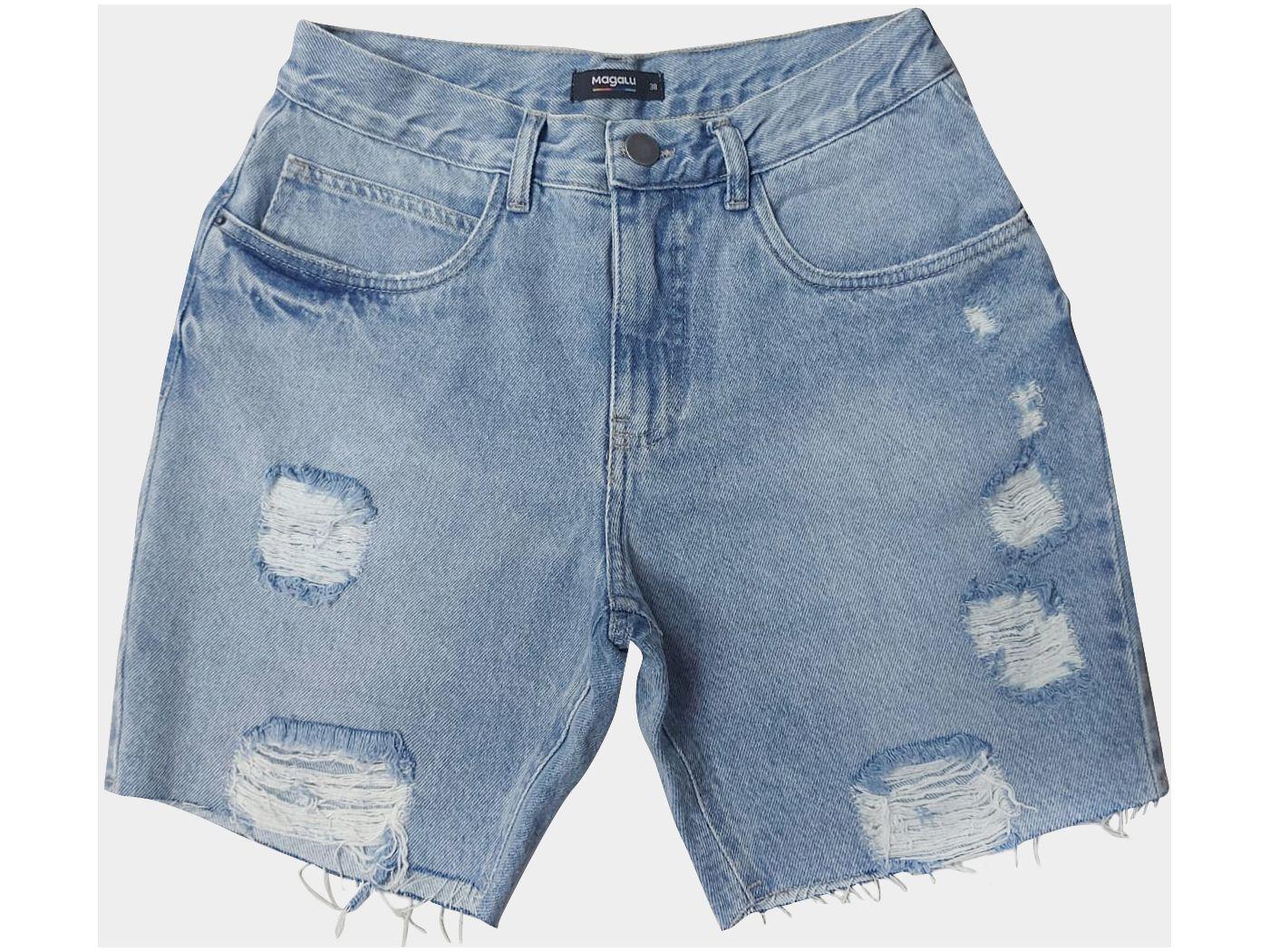 Bermuda Jeans Vista Magalu Puídos 5 Bolsos