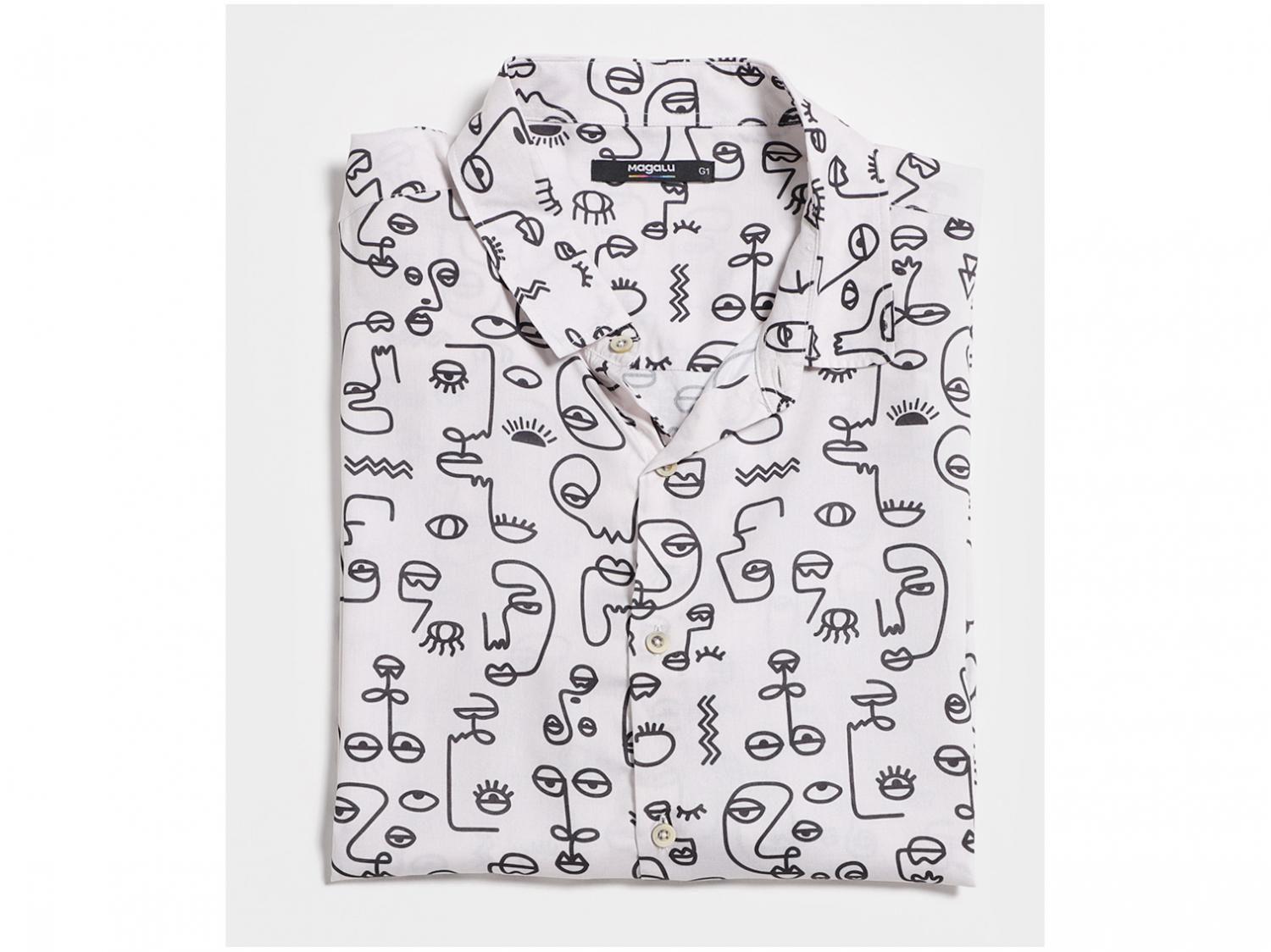 Camisa Vista Magalu Manga Curta Rostos