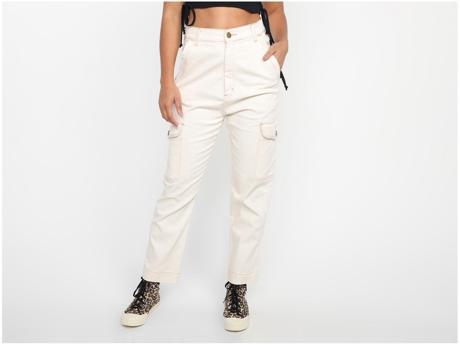 Calça Jeans Vista Magalu Cargo Cintura Alta
