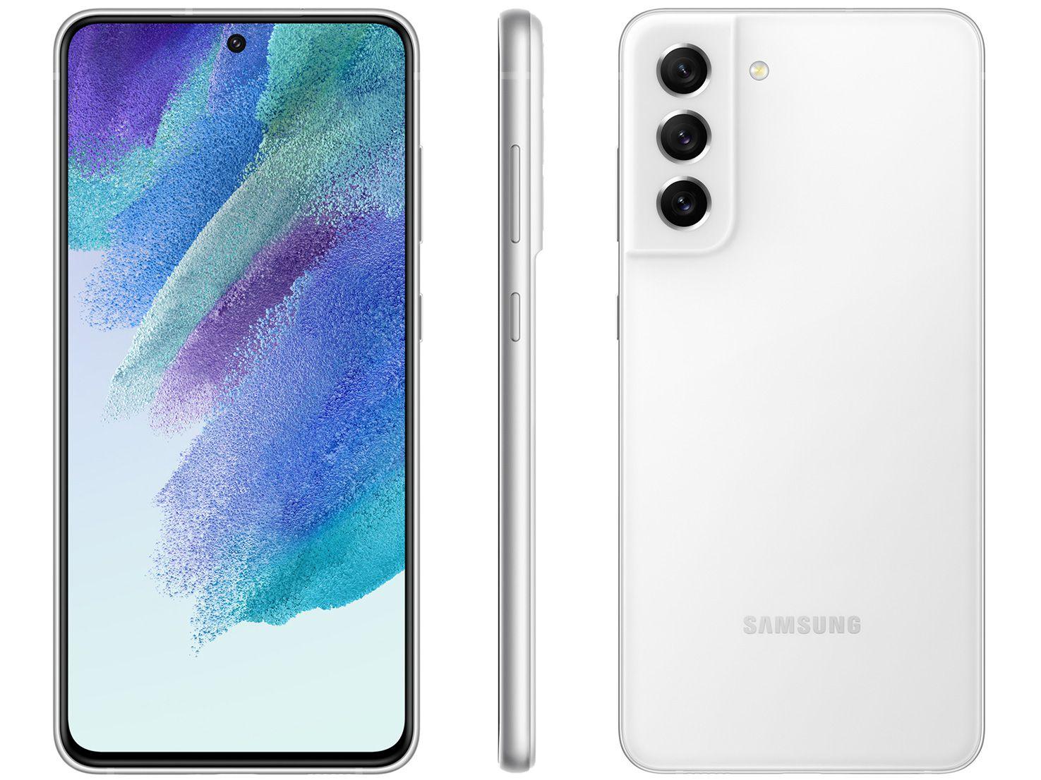 Smartphone Samsung Galaxy S21 FE 128GB Branco 5G - 6GB RAM Tela 6,4&quot; Câm. Tripla + Selfie 32MP