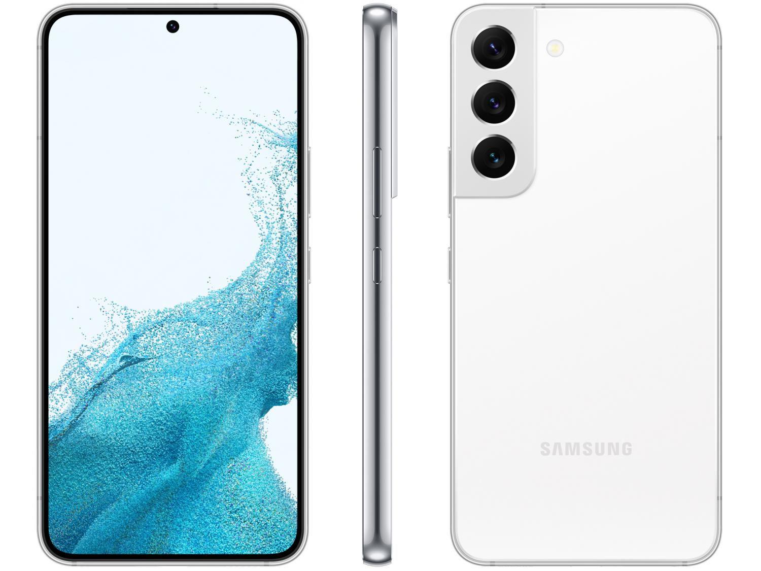Smartphone Samsung Galaxy S22 128GB Branco 5G - 8GB RAM Tela 6,1&quot; Câm. Tripla + Selfie 10MP