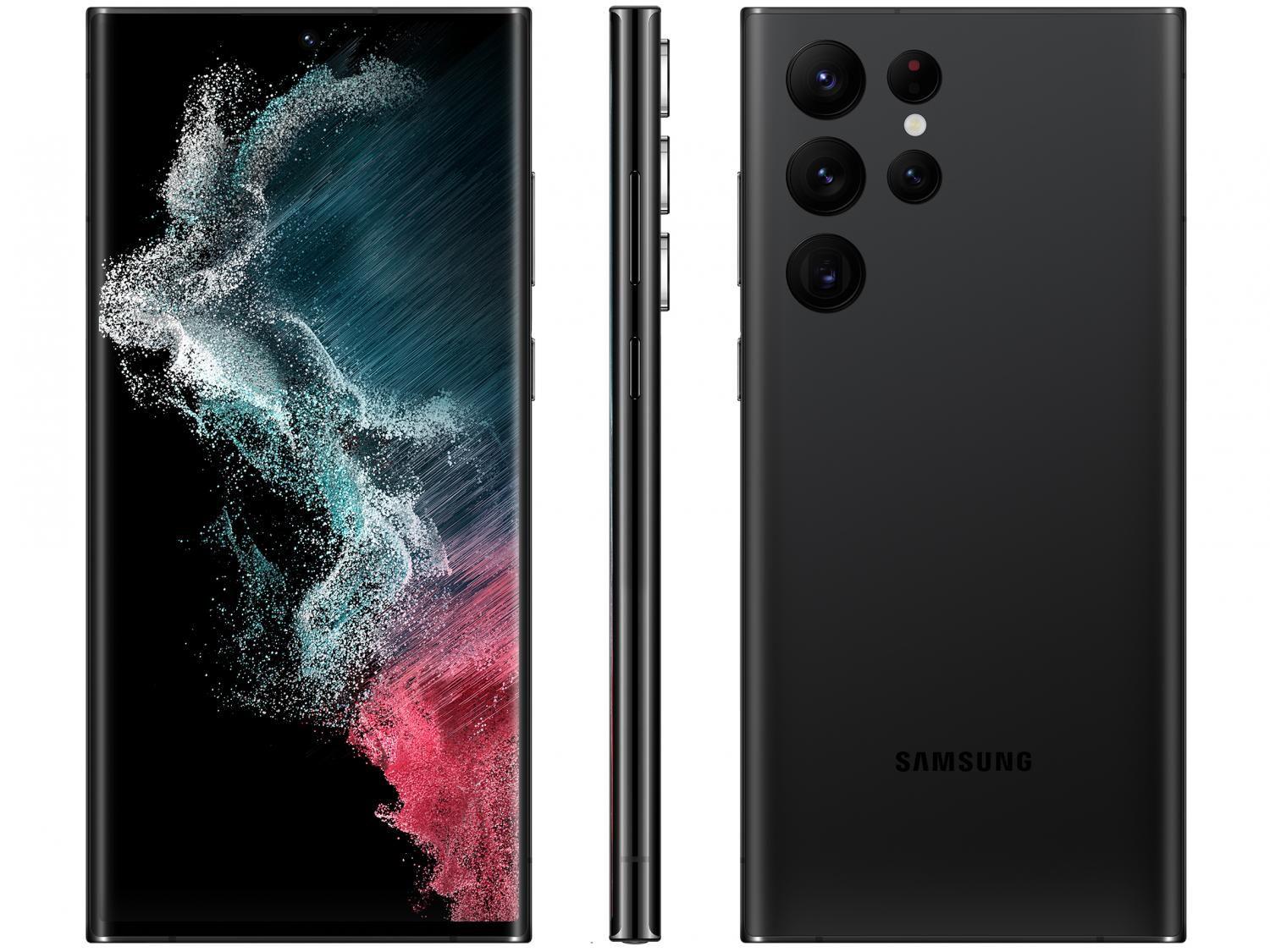 Smartphone Samsung Galaxy S22 Ultra 256GB Preto 5G - 12GB RAM 6,8&quot; Câm. Quádrupla + Selfie 40MP