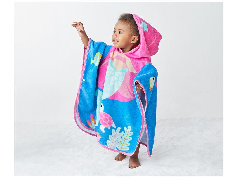 Toalha de Banho Infantil Buba 100% Algodão com Capuz Poncho Sereia Rosa