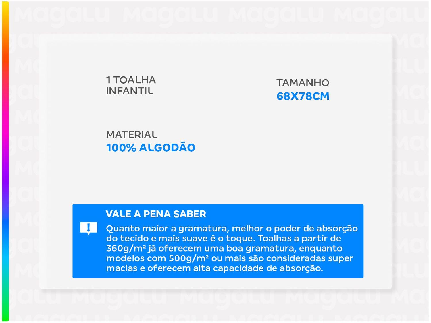 Toalha de Banho Infantil Buba 100% Algodão com Capuz Poncho Sereia Rosa