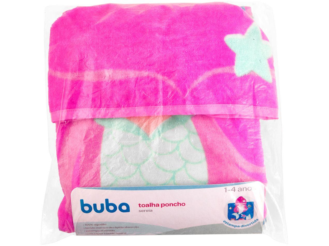 Toalha de Banho Infantil Buba 100% Algodão com Capuz Poncho Sereia Rosa