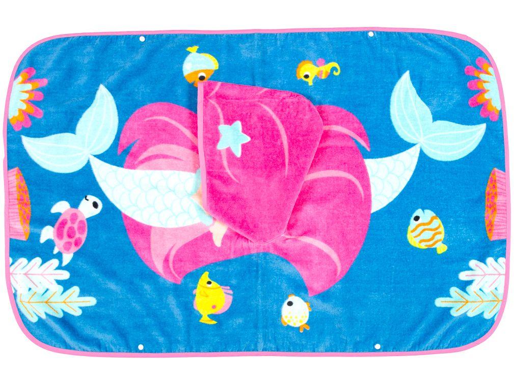 Toalha de Banho Infantil Buba 100% Algodão com Capuz Poncho Sereia Rosa