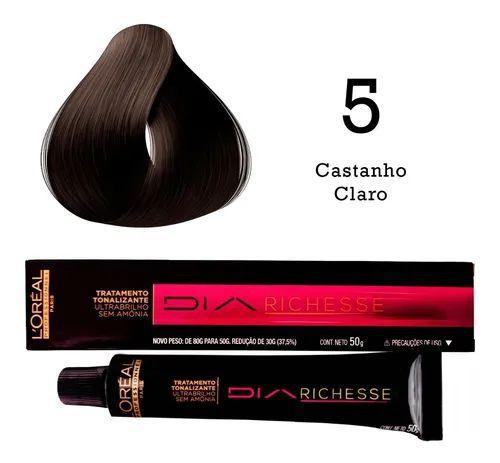 Tonalizante Richesse 5 Castanho Claro, 80 G, L'Oréal Paris : .com.br:  Beleza