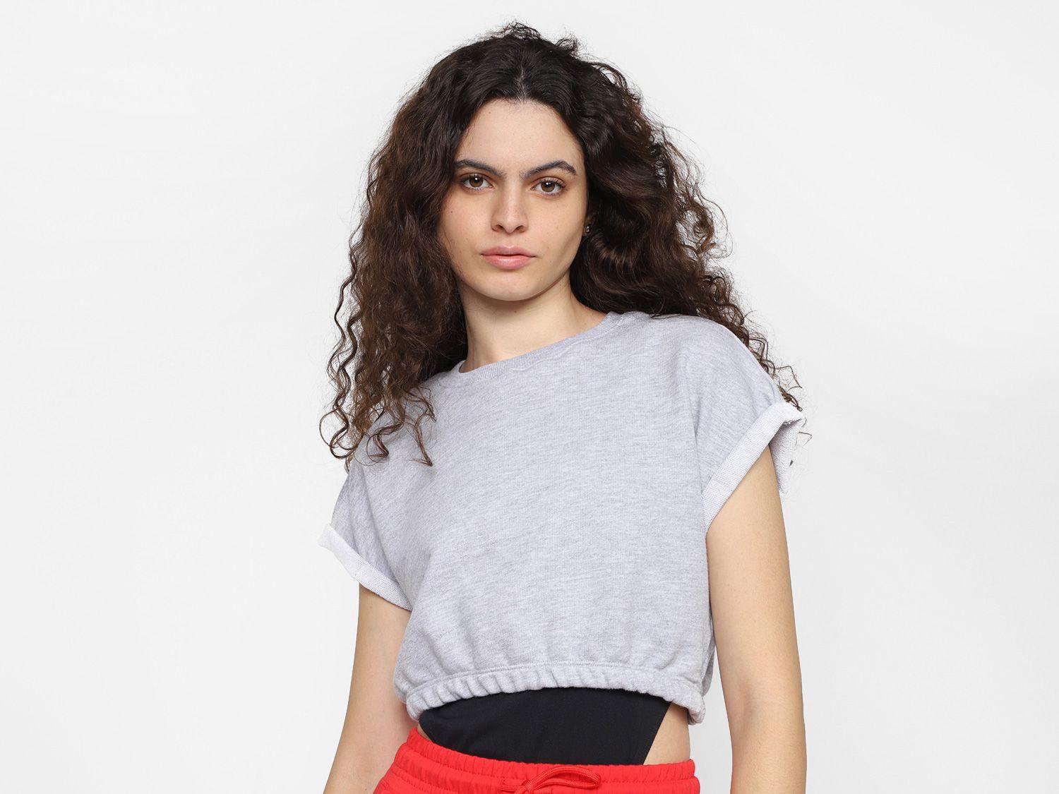 Top Cropped Moletom Vista Magalu Elástico Barra Sport Vintage