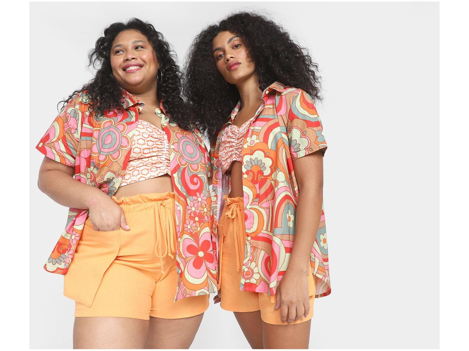 Top Vista Magalu Flores Franzido