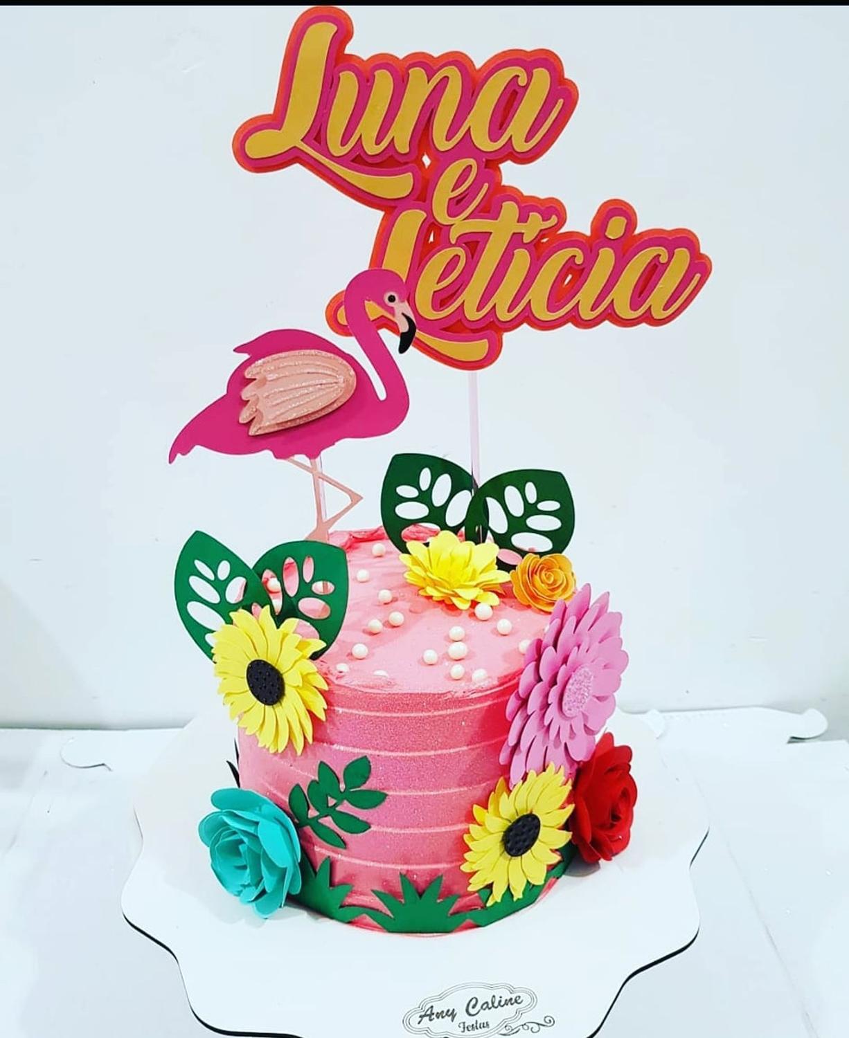 Topo de Bolo em scrap - Flamingo Tropical - ND - Topo de Bolo - Magazine  Luiza