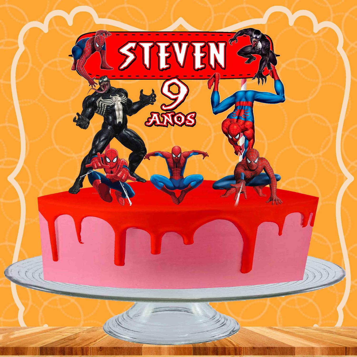 Topper Topo De Bolo Impresso Spiderman Homem Aranha La Marea Personalizados Decoracao De Festa Magazine Luiza