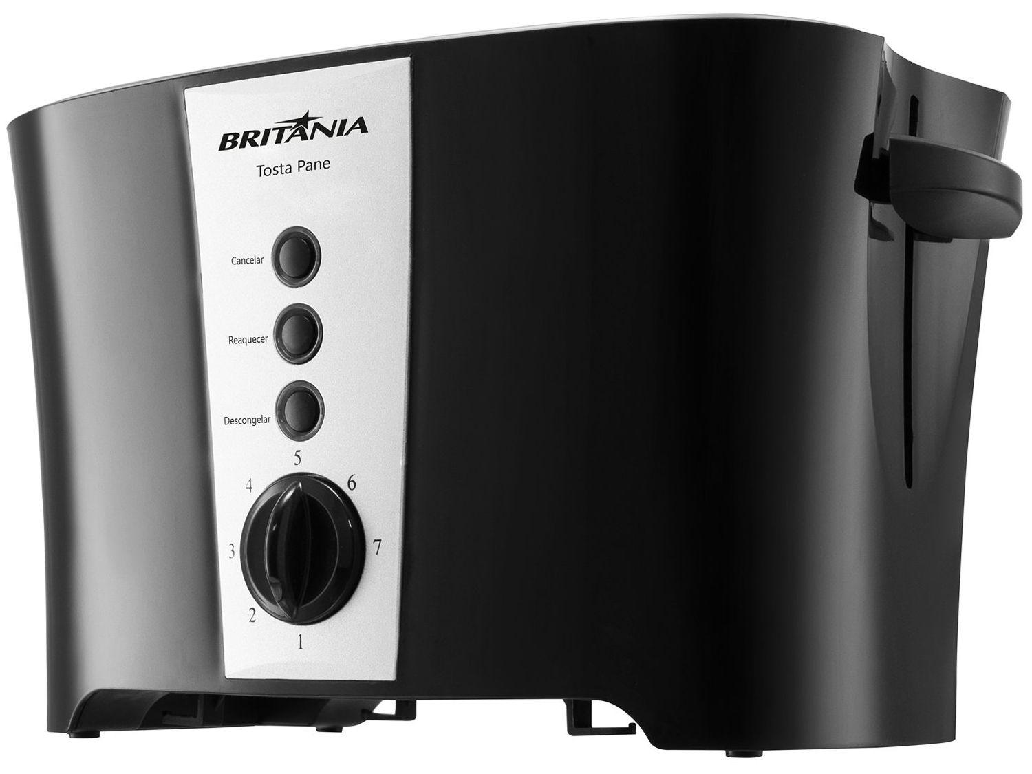 Torradeira Britânia Preta 2 Fatias 7 Níveis de