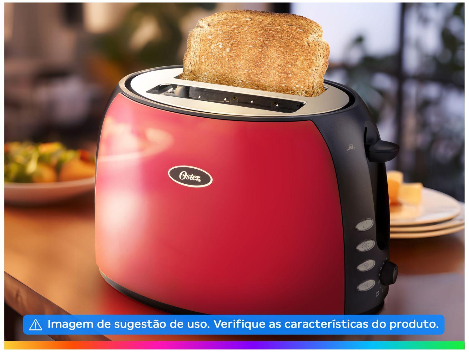 Torradeira Oster Vermelha e Preta Red Chrome TSSTJC5BBKR Digital 7 Níveis de Tostagem