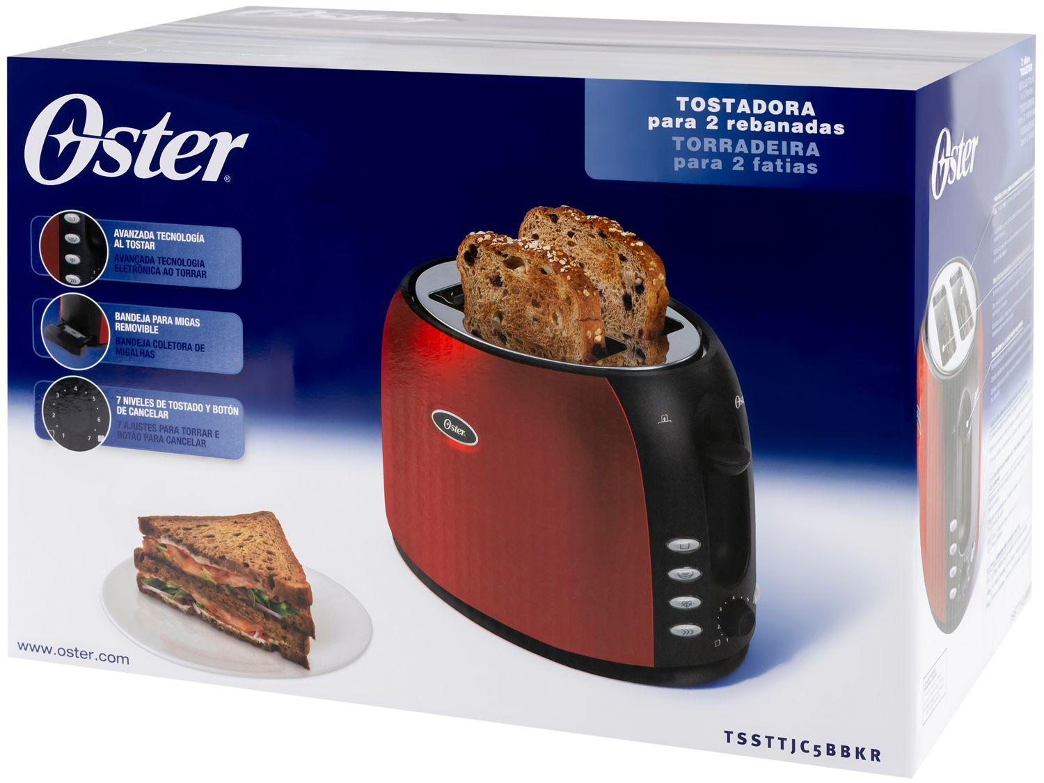 Torradeira Oster Vermelha e Preta Red Chrome TSSTJC5BBKR Digital 7 Níveis de Tostagem