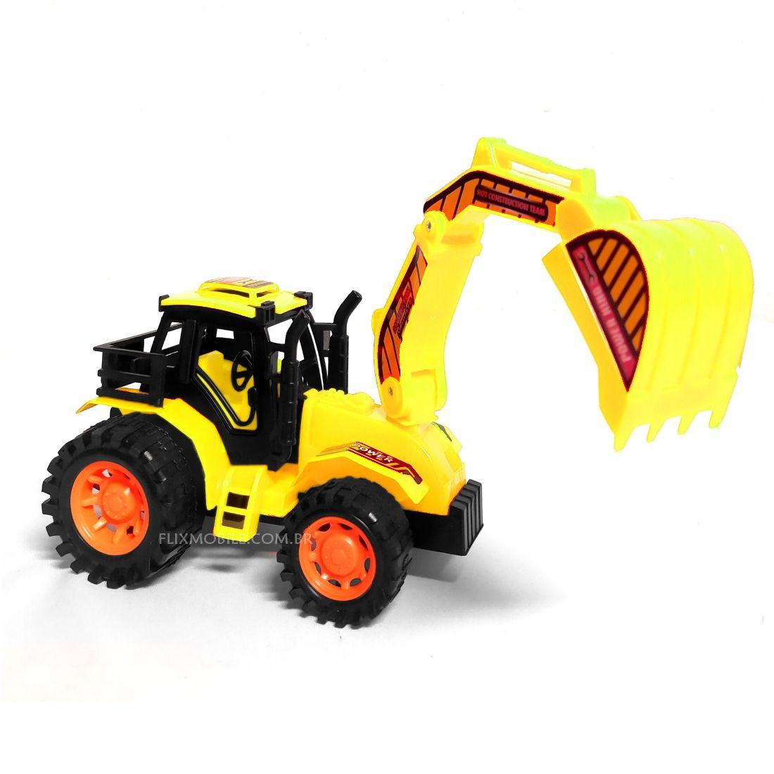 Trator de Brinquedo Escavadeira de Fricção Articulada Realista - Cim ...
