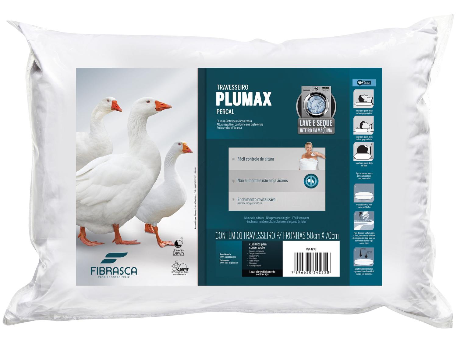 Travesseiro Plumax Sintéticas Fibrasca 50x70cm