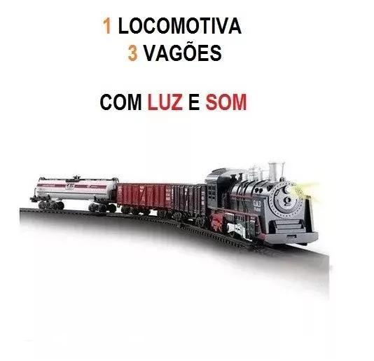 Ferrorama Trem A Pilhas Máquina Locomotiva Pista Som E Luz