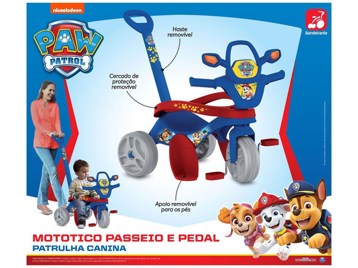 Triciclo Infantil Patrulha Canina Passeio e Pedal Mototico com ...