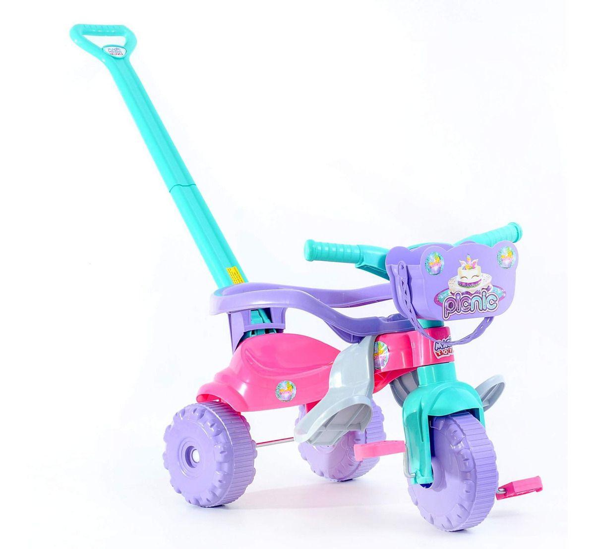 Triciclo Infantil Com Pedal Motoca Menina Suporta ate 24kg Velotrol Tico  Tico Aprox 2 anos