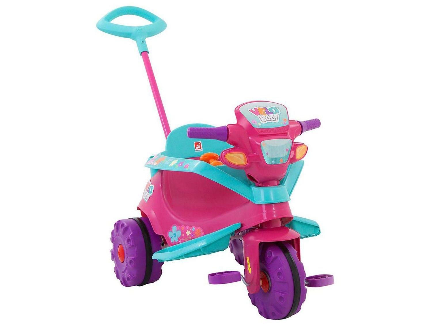 Triciclo Infantil Bandeirante Velobaby de Pedal com Empurrador