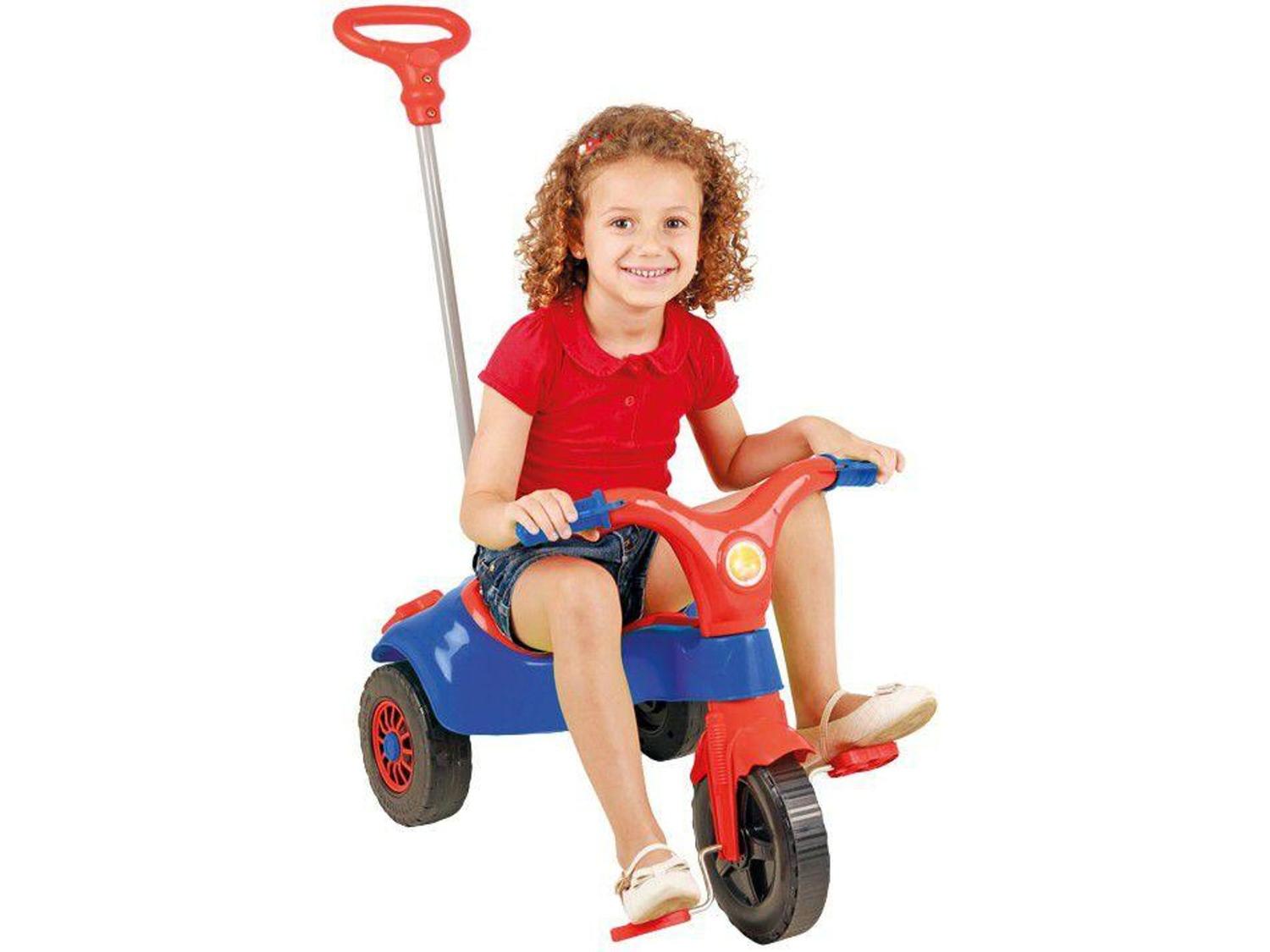 Triciclo Infantil Festa Azul Bebe Com Empurrador Motoca