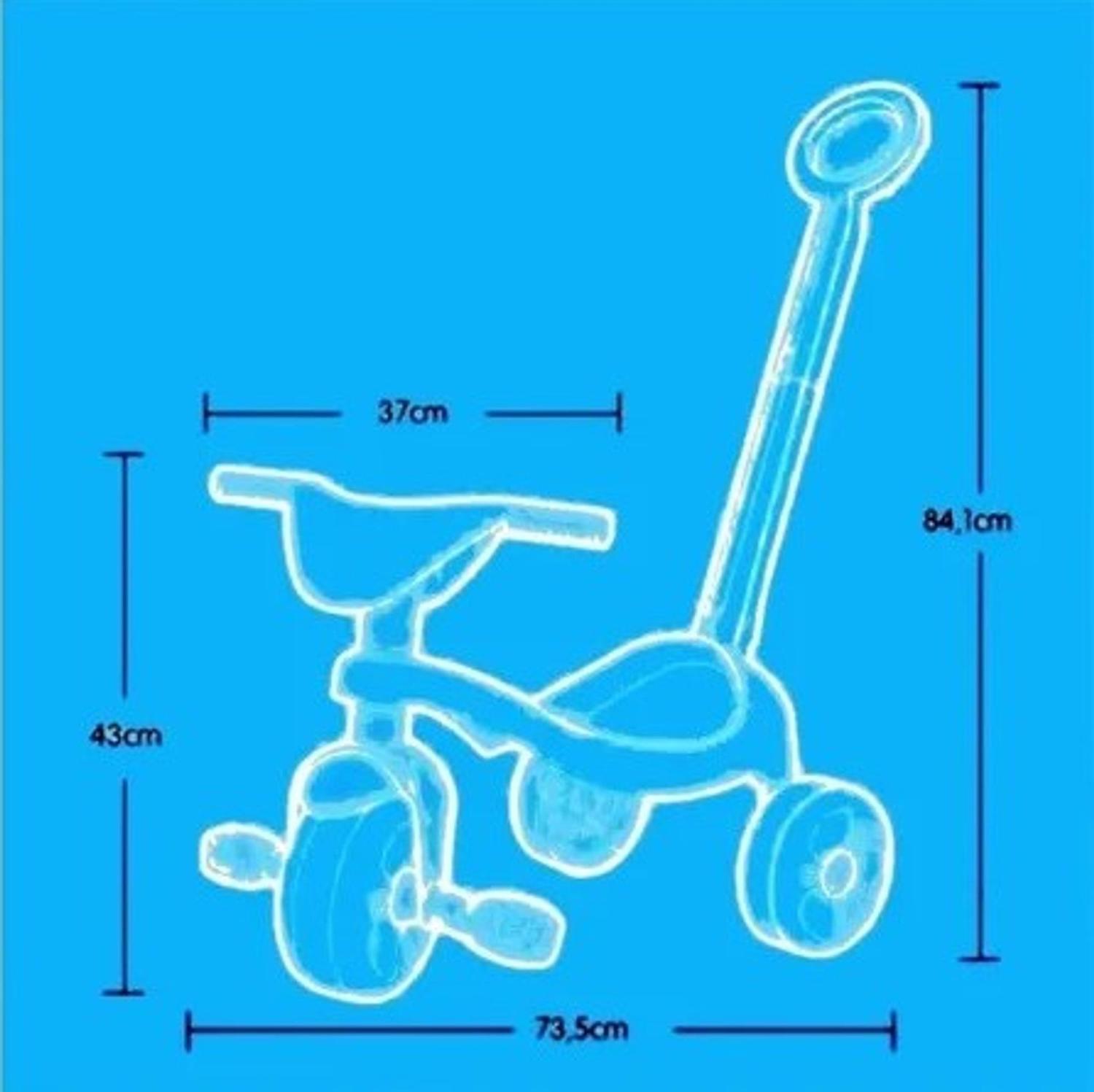 Triciclo Motoca Infantil Com Empurrador Removível - Azul em