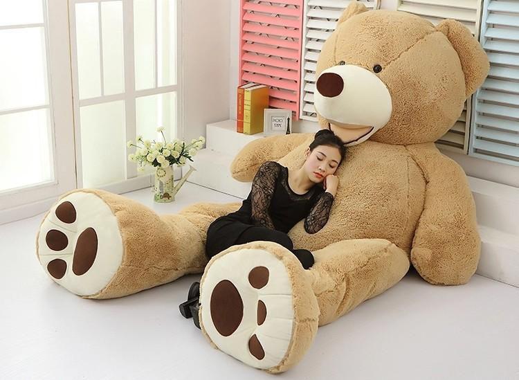 Urso Gigante de Pelucia Teddy Bear 2 Metros (200cm) Cheio Bege Bordado Ursos E Pelúcias