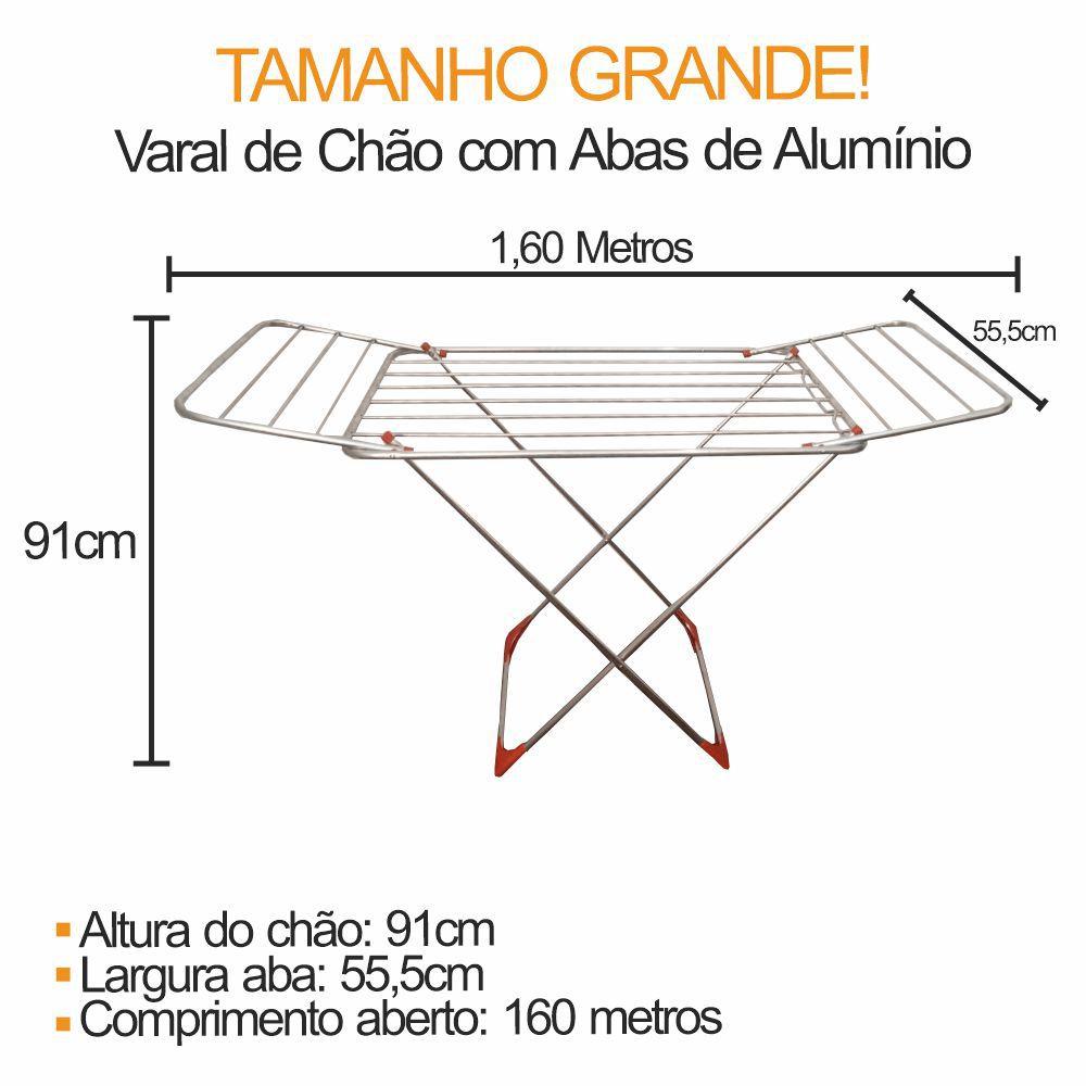 Varal de Chão Sem Abas de Alumínio + Varal De Chão Com Abas De Alumínio ...