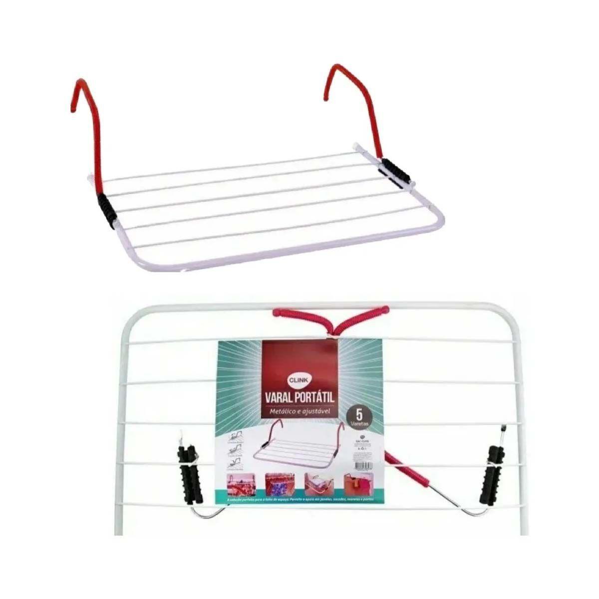 Varal De Parede Portátil Ajustável Roupas Janela 60 CM - Clink - Varal ...