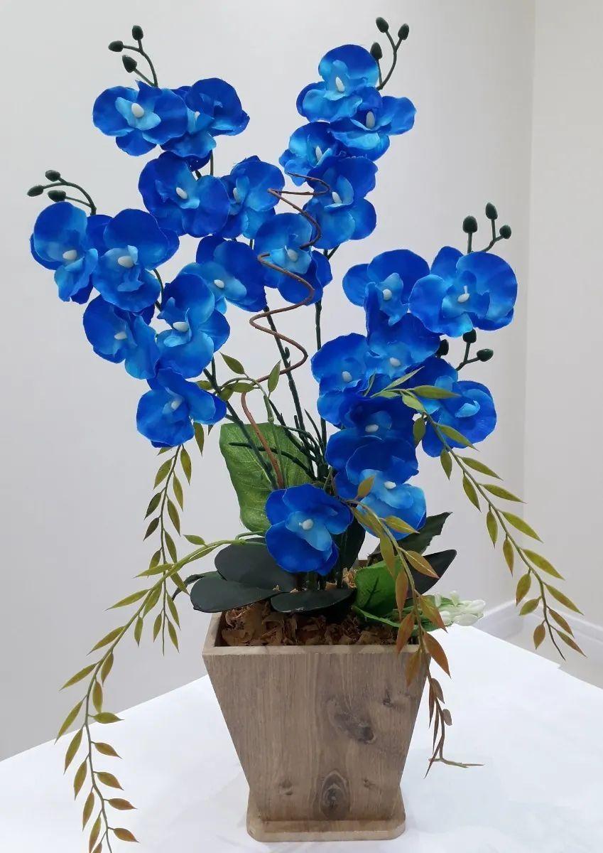 Vaso Arranjo Com Flor Orquídeas Artificiais Azul - Simette - Vasos para  Plantas - Magazine Luiza