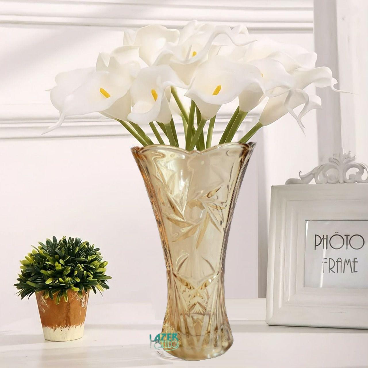 Vaso de Vidro Âmbar Luxo - L&E - Vasos para plantas - Magazine Luiza