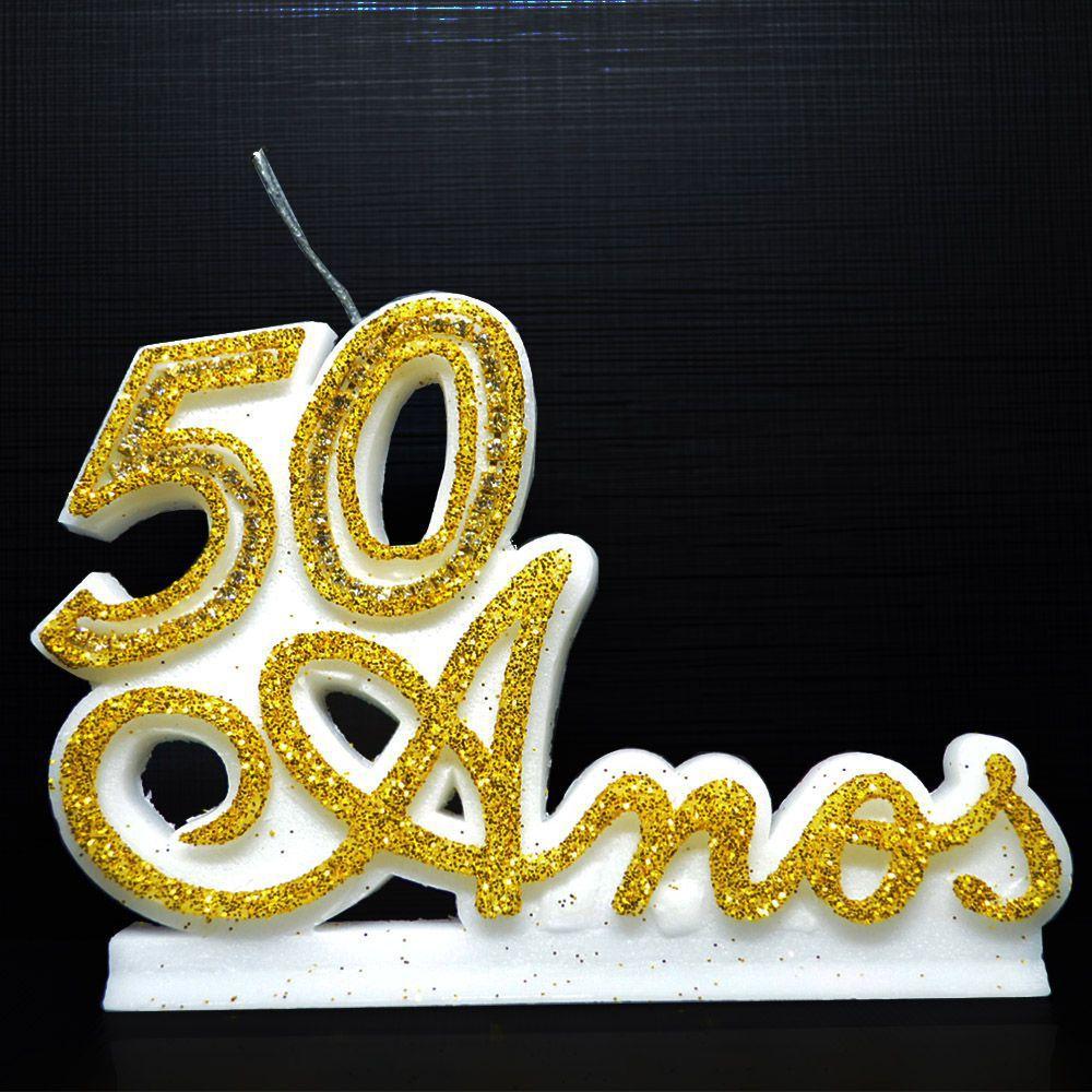 Vela P/ Festa Aniversário 50 Anos Bodas de Ouro Casamento Dourada Strass - Decore Fácil Shop - Decoração de Festa - Magazine Luiza