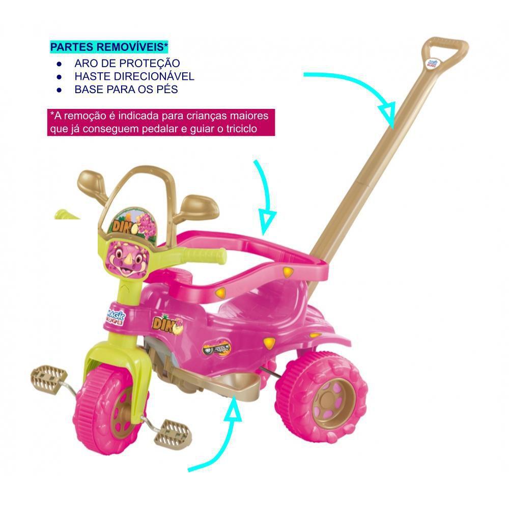 Velotrol Dino Sons Pink Empurrador Motoquinha Triciclo Tico Tico - Magic  Toys - Velotrol e Triciclo a Pedal - Magazine Luiza