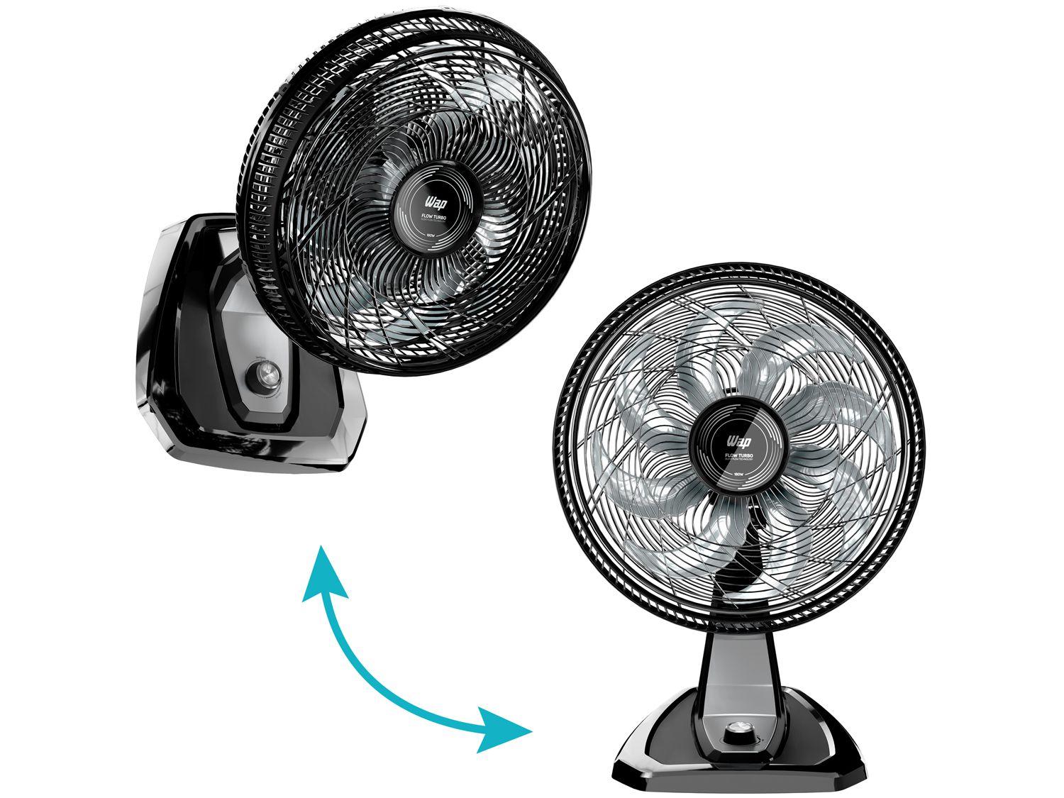Ventilador 2 em 1 Wap Flow Turbo 50cm 8 Pás 3 Velocidades Preto e Cinza