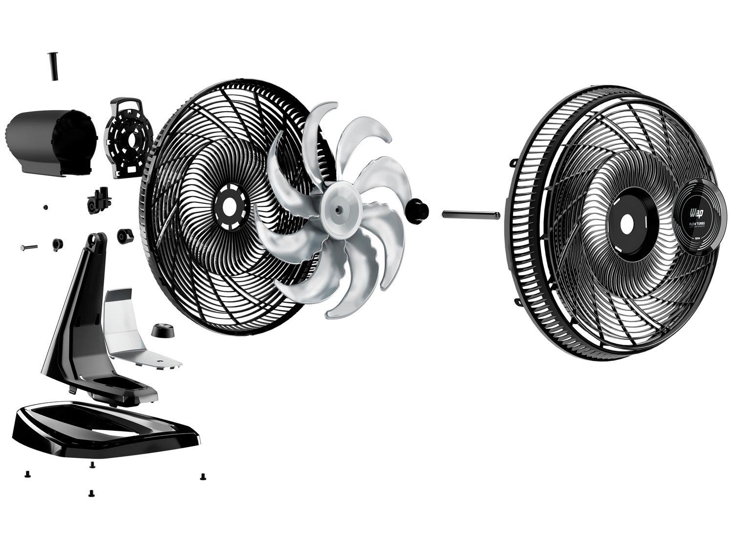 Ventilador 2 em 1 Wap Flow Turbo 50cm 8 Pás 3 Velocidades Preto e Cinza