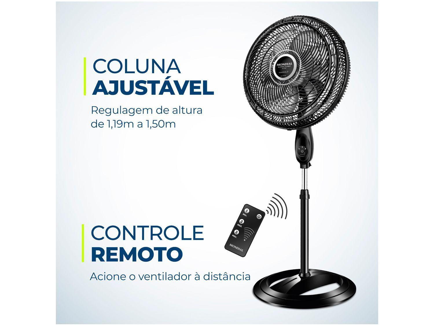 Ventilador de Coluna Mondial VTX-40C-8P-CR 40cm 3 Velocidades Controle ...