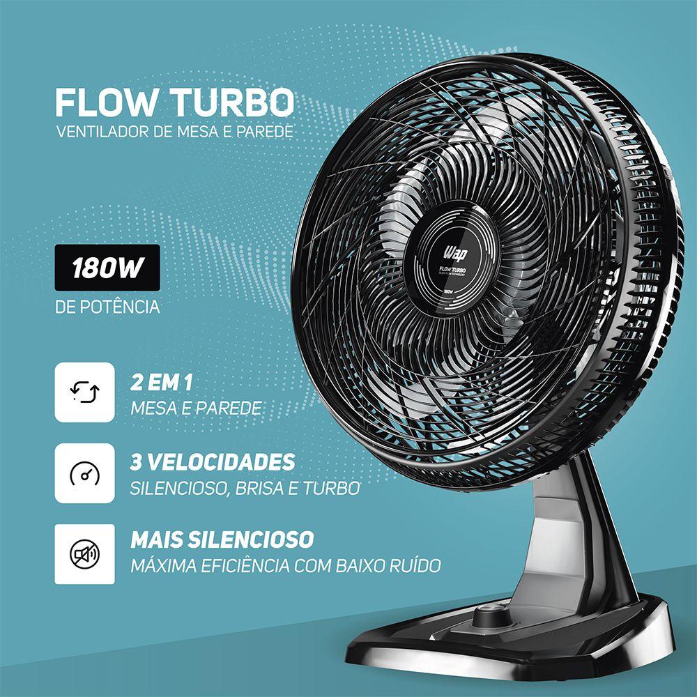 [Amazon] WAP FLOW TURBO Ventilador Mesa e Parede 180W 50 cm 8 Pás 220v ...