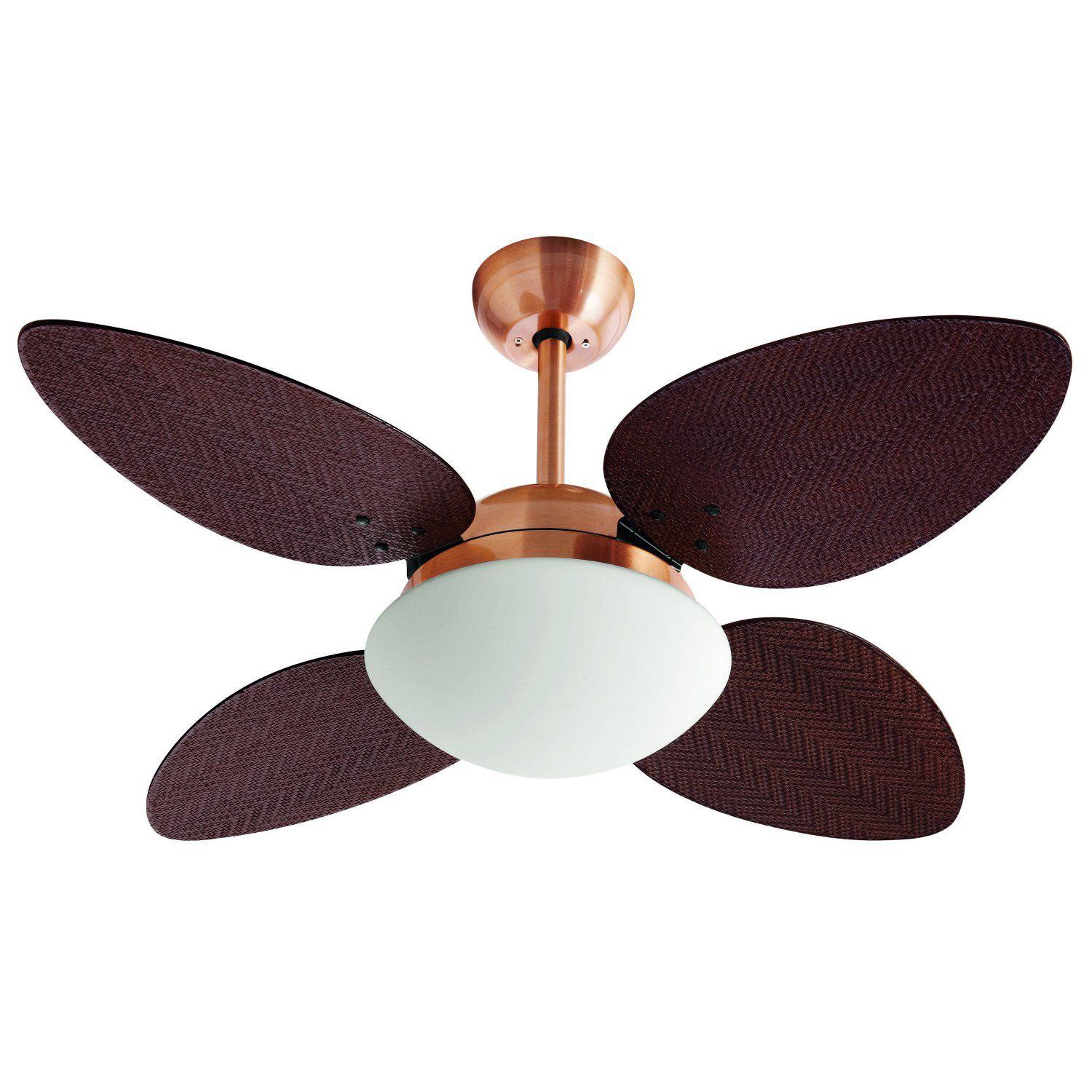 Ventilador de Teto Moderno com Luminária Luxo Cobre Isadora Design 127V Cobre/Tabaco