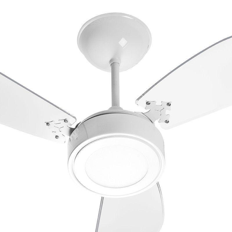 Ventilador de Teto Venti Delta New Cristal Led com Pás Transparente Branco Ventilador de