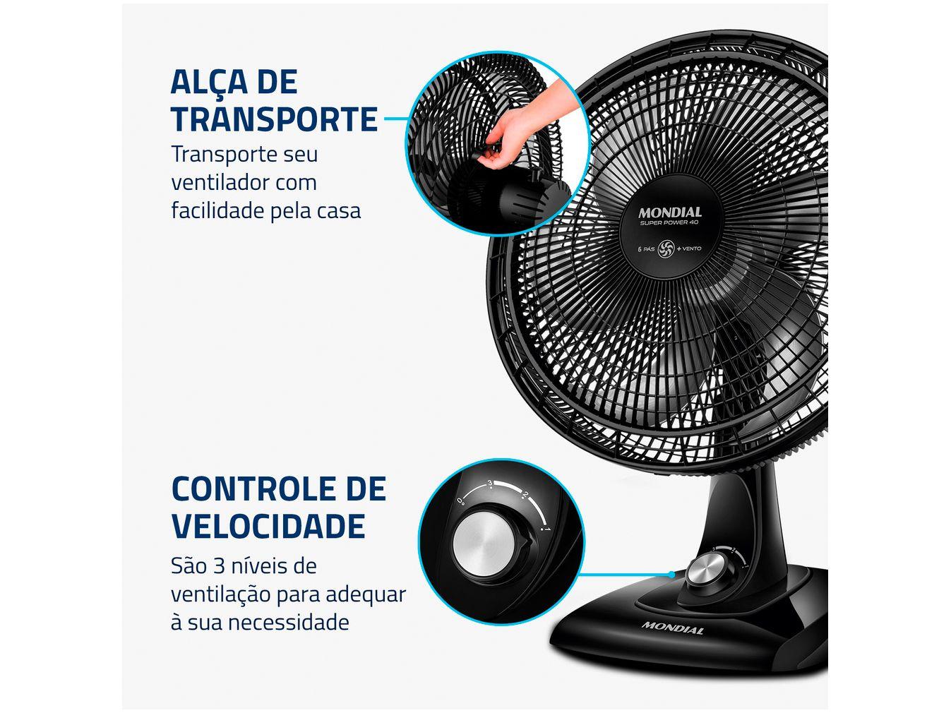 Ventilador Mondial Super Power 40cm 6 Pas 3 Velocidades 140W