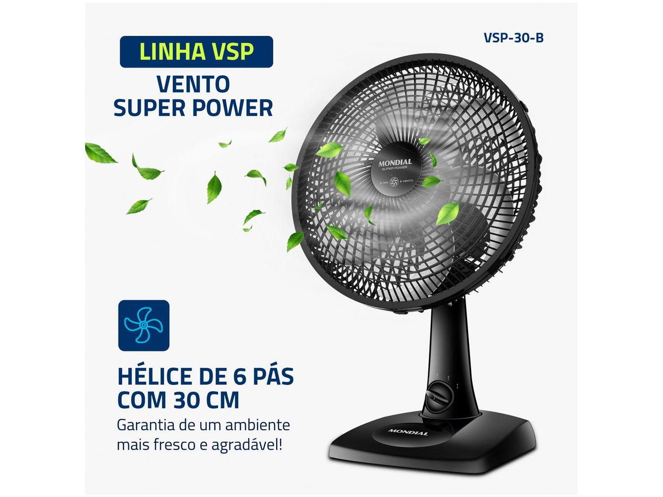 Ventilador Mondial Super Power VSP-30-B 30cm 6 Pas 3 Velocidades 60W