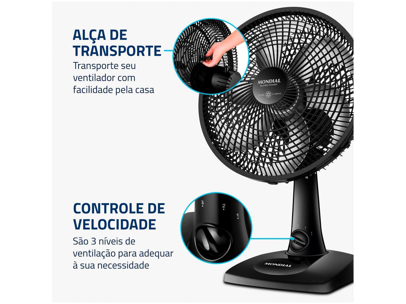 Ventilador Mondial Super Power VSP-30-B 30cm 6 Pas 3 Velocidades 60W