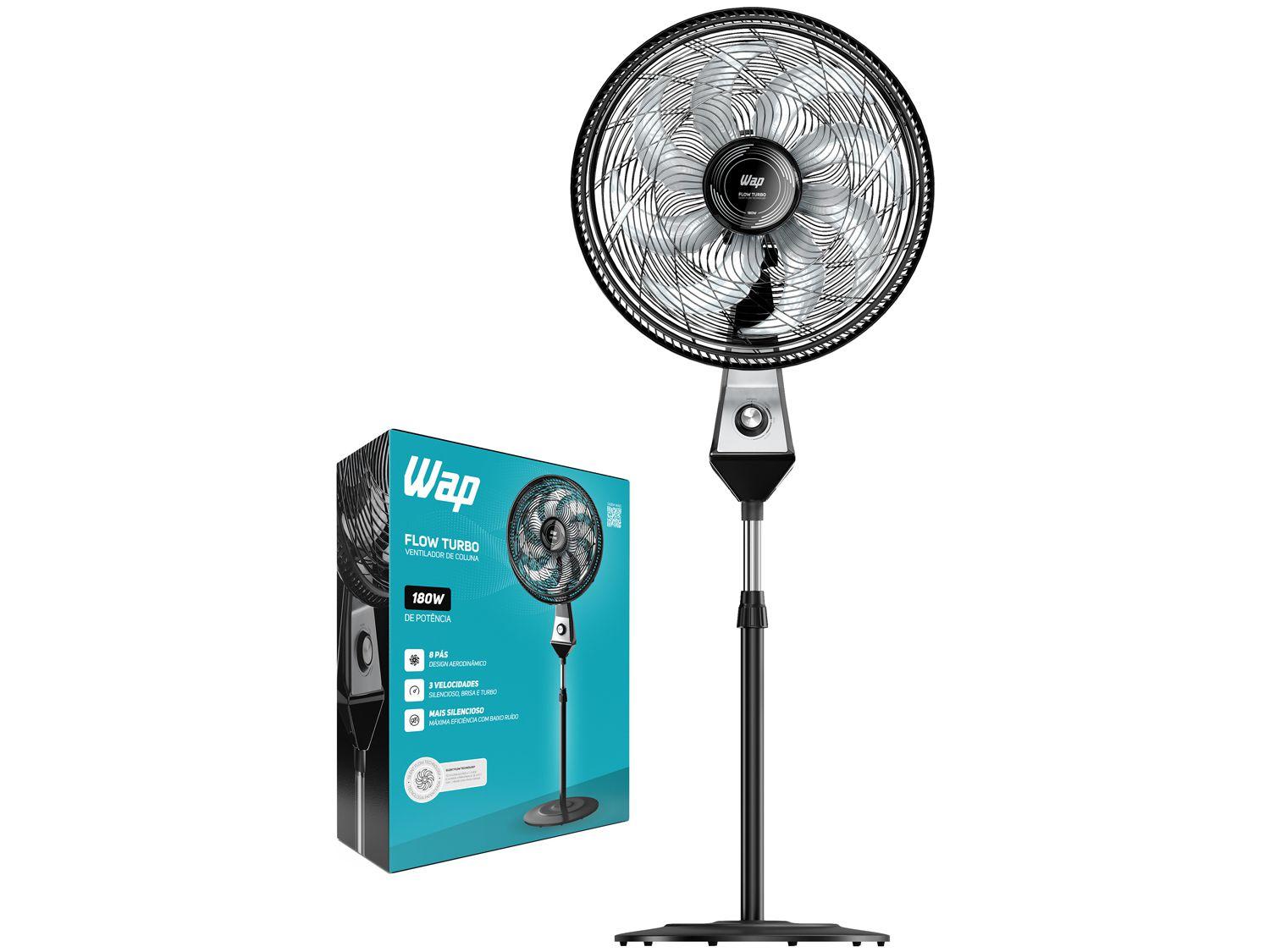 Ventilador Wap Flow Turbo 50cm 8 Pás 3 Velocidades Preto e Cinza
