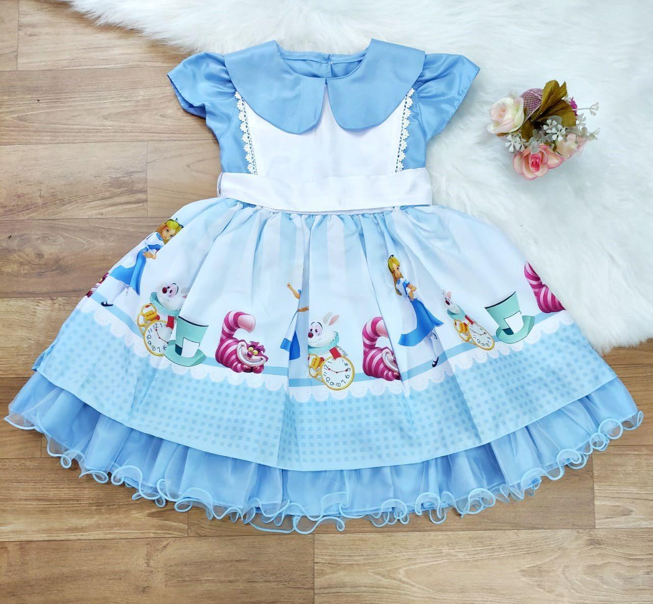 Vestido Alice No Pais Das Maravilhas Festa Infantil 1 Ao 4 Xuxuzinhos Baby Vestido Infantil Magazine Luiza